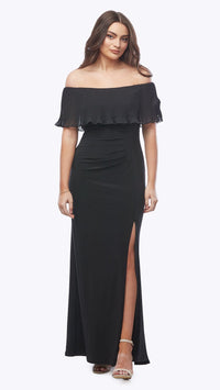 Zaliea Pleated Frill Gown in Black Z0147