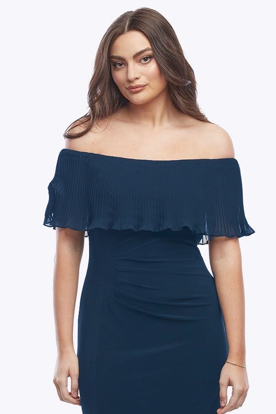 Zaliea Pleated Frill Gown in Midnight Z0147