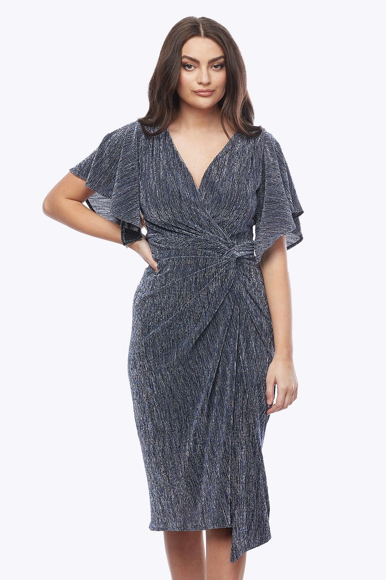 Zaliea Shimmer Dress in Midnight Silver Z0401