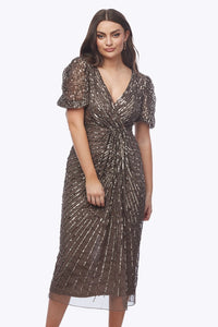 Zaliea Sequin Dress in Pewter Z0416