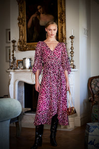 Sacha Drake ZORA Wrap Dress in Pink Lilac Feather
