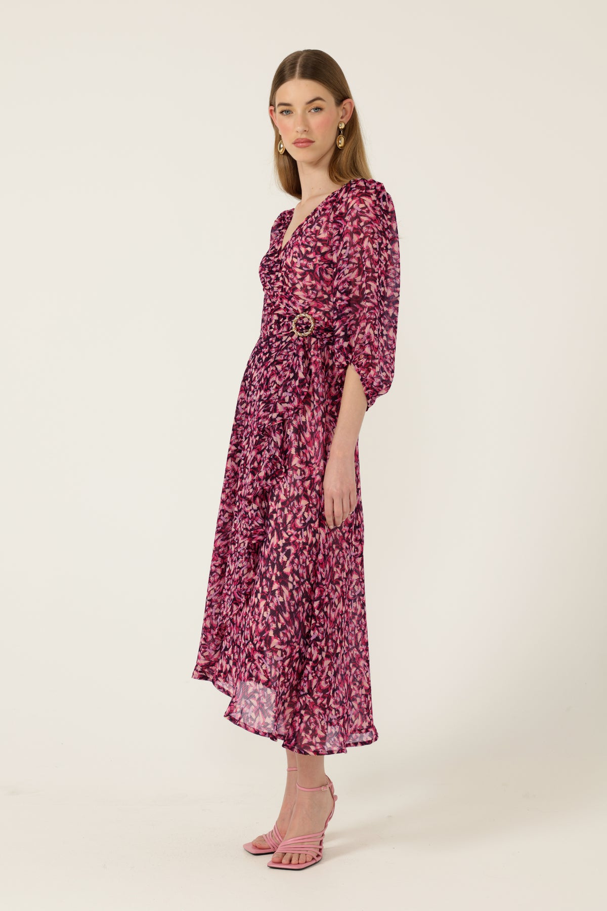 Sacha Drake ZORA Wrap Dress in Pink Lilac Feather