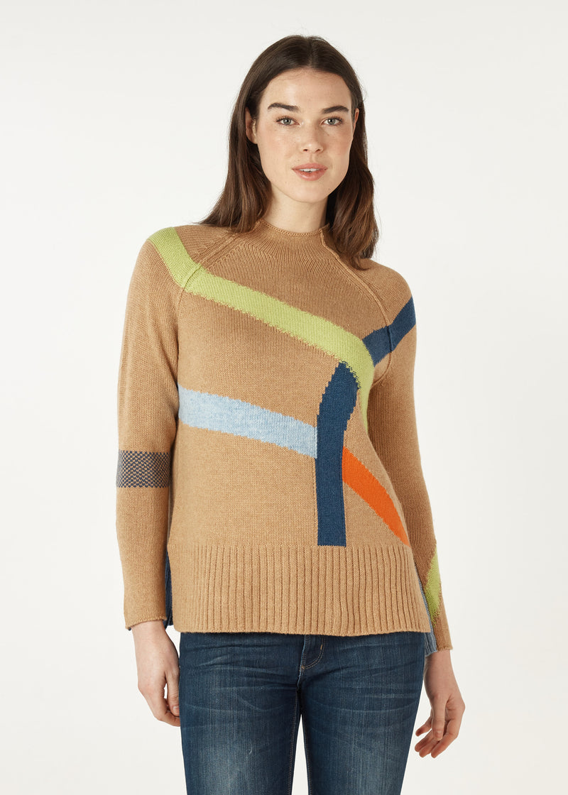 Zaket & Plover Road Map Jumper in Camel