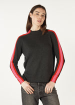 Zaket & Plover Contrast Funnel Neck Jumper in Charcoal