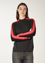 Zaket & Plover Contrast Funnel Neck Jumper in Charcoal