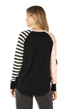 Zaket & Plover Spot + Stripe Crew Neck Jumper in Black