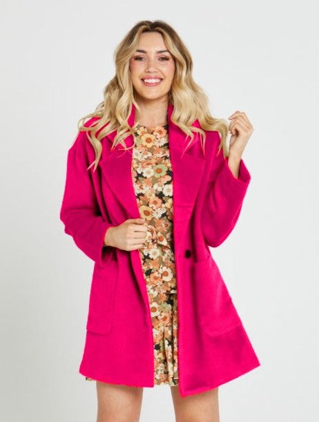 Sass Arden Double Breasted Coat in Pink
