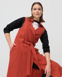 Marco Polo Belted Boiled Wool Vest in Copper