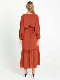 Sass Brigitte Balloon Sleeve Maxi in Chestnut