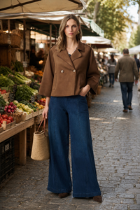 Joseph Ribkoff Faux Suede Boxy Jacket in Brown 263000
