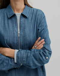 Yarra Trail Citrine Zip Dress in Chambray Denim