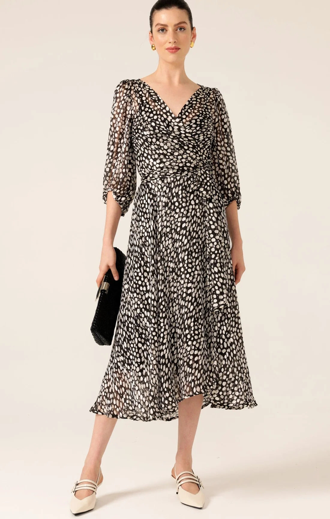 Sacha Drake CLOUDLAND Wrap Dress in Black White Spot