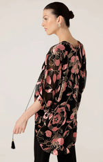 Sacha Drake Courtesan Kimono in Black Pink Floral