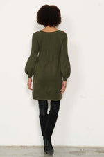 Caju Ribbed Knit Tunic Dress in Olive