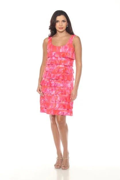 Tango Mango Ruffle Dress & Bolero in Coral Pink Mix