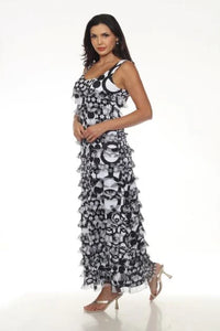 Tango Mango Ruffle Maxi in Black & White