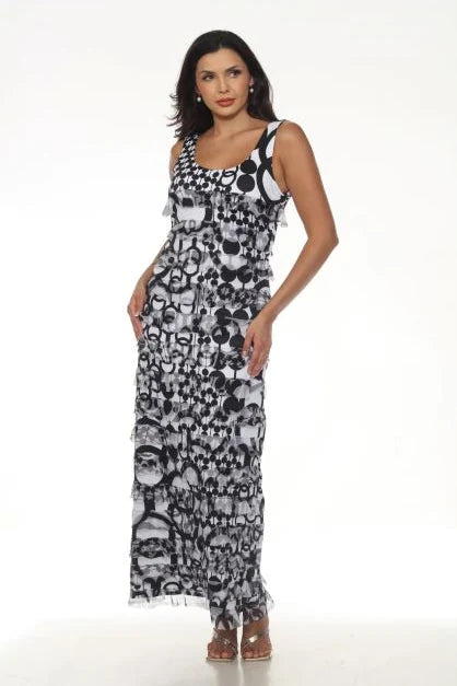 Tango Mango Ruffle Maxi in Black & White