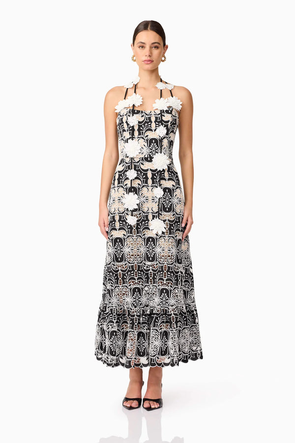 Elliatt Jolie Midi Dress in Black White