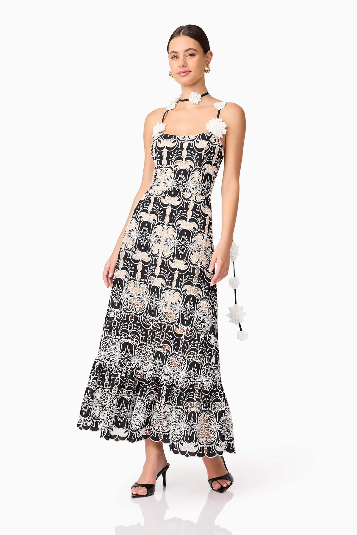 Elliatt Jolie Midi Dress in Black White