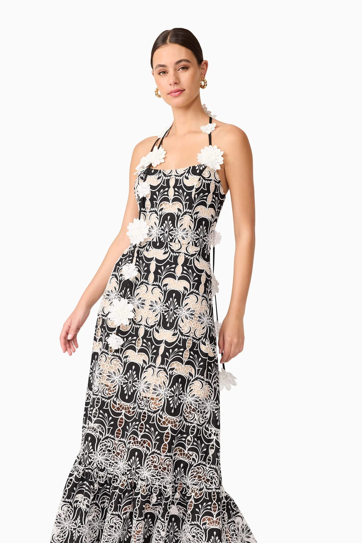 Elliatt Jolie Midi Dress in Black White
