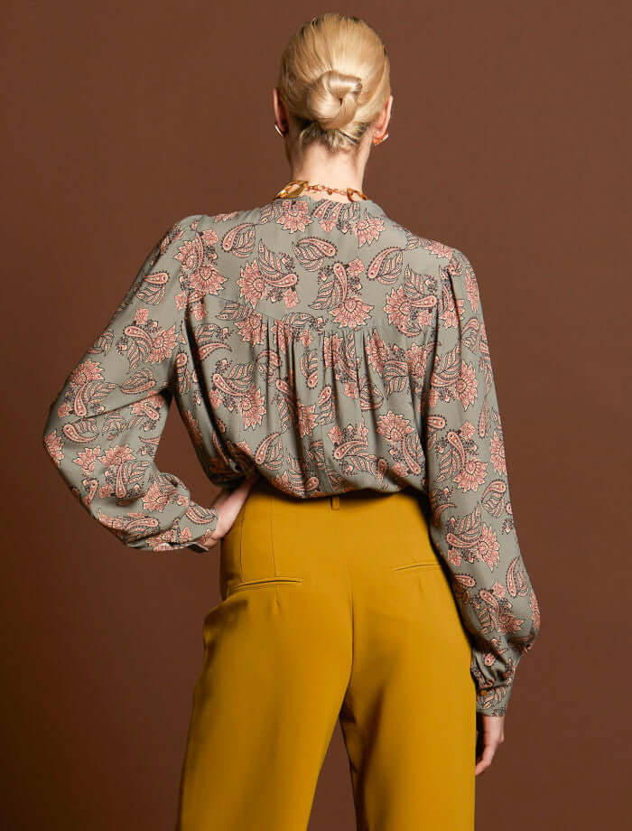 Fate & Becker Everywhere Neck Tie Blouse in Vintage Paisley