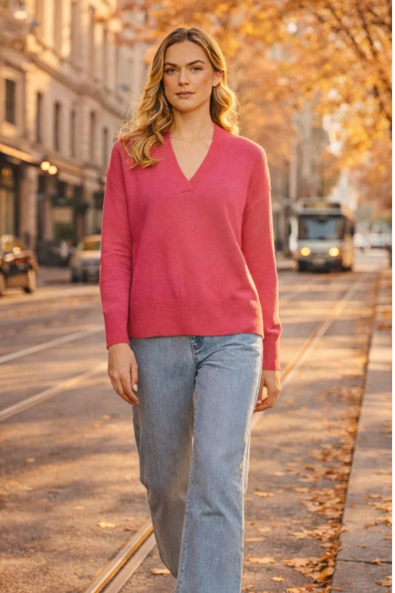 Foil Perfect Patch Sweater in Electric Fuchsia
