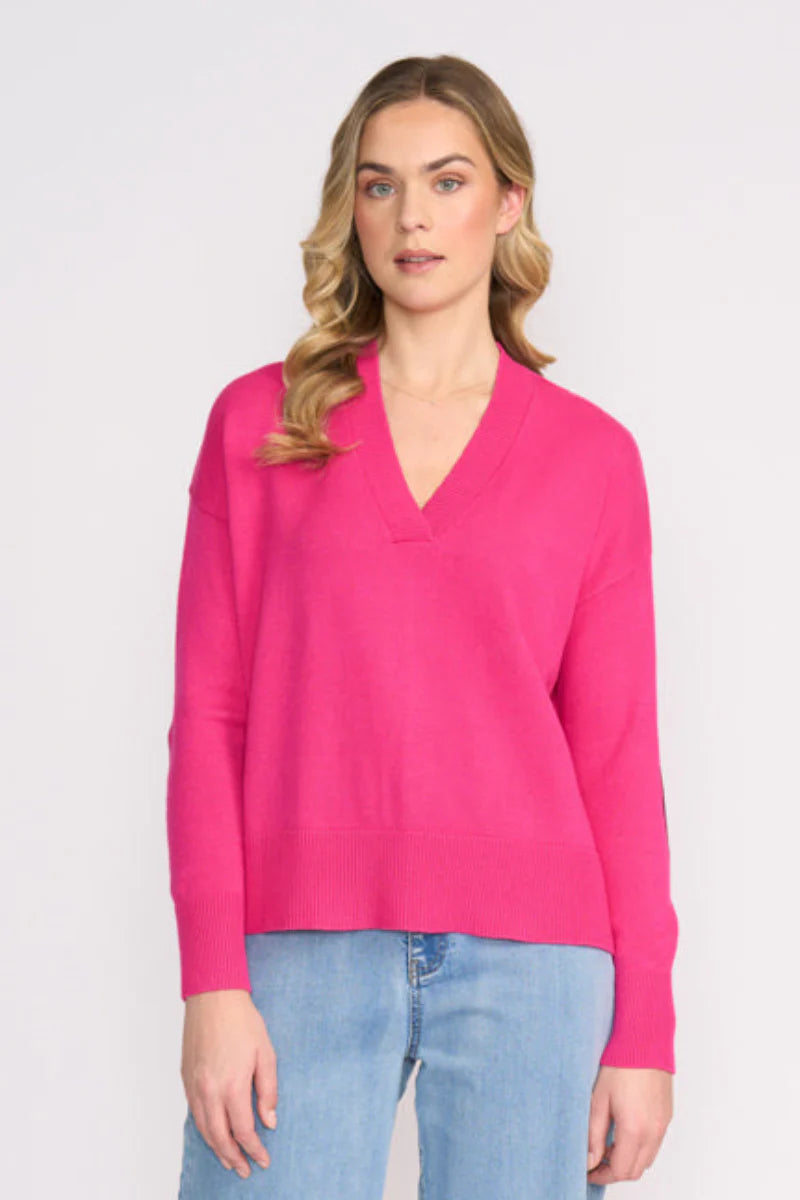 Foil Perfect Patch Sweater in Electric Fuchsia