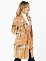 Betty Basics Hampshire Cardigan in Beige Plaid