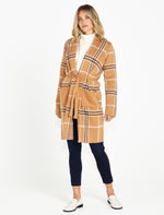 Betty Basics Hampshire Cardigan in Beige Plaid