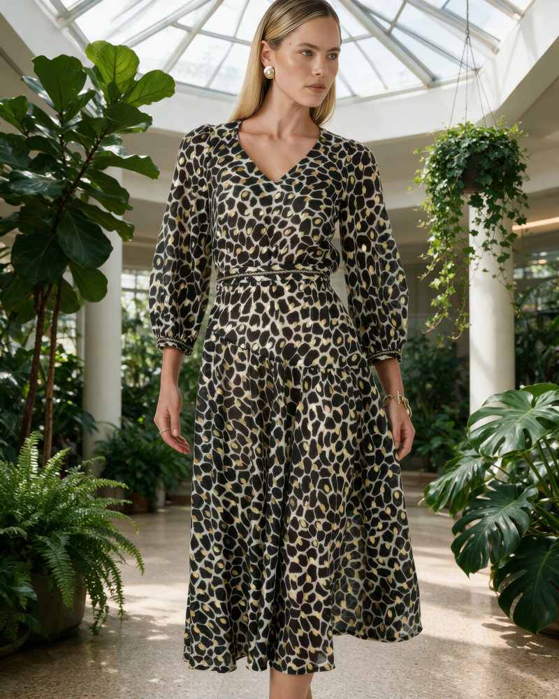 Sacha Drake HASTINGS Dress in Black Ivory Gold