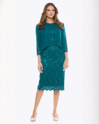 Jesse Harper Sequin Dress & Bolero in Emerald JH0097