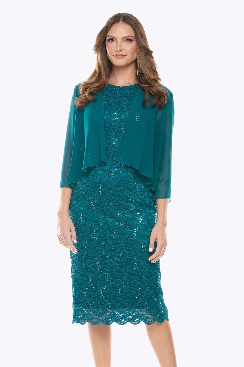 Jesse Harper Sequin Dress & Bolero in Emerald JH0097