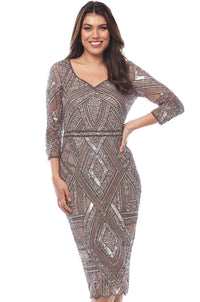 Jesse Harper Beaded Dress in Latte JH0482