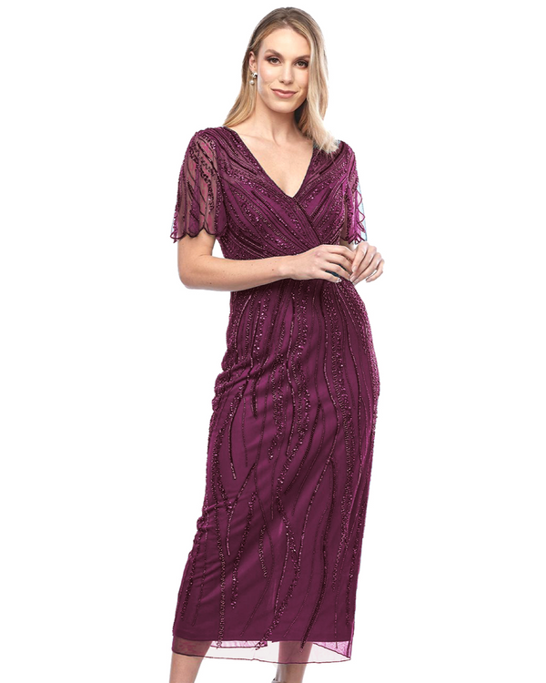 Jesse Harper Beaded Gown in Mulberry JH0525