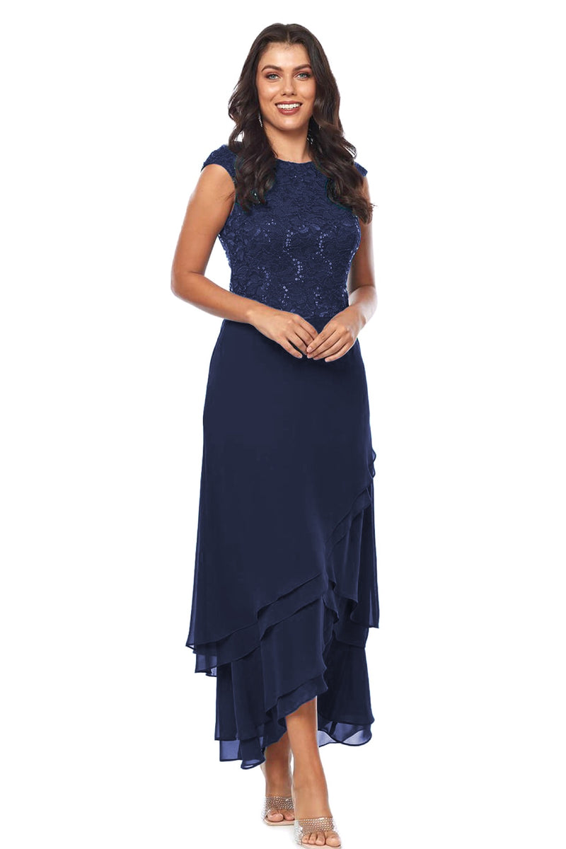 Jesse Harper Lace and Chiffon Layer Dress in Midnight JH0546