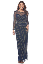 Jesse Harper Shimmer Bead Gown in Midnight JH0556