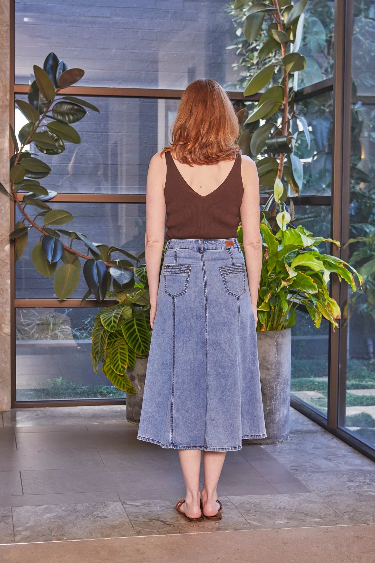 New London Jeans KENLEY Midi Skirt in Light Wash