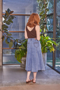 New London Jeans KENLEY Midi Skirt in Light Wash