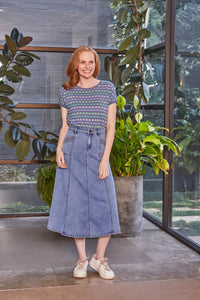 New London Jeans KENLEY Midi Skirt in Light Wash