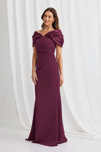 Trellis Lane KRYSTEN Off The Shoulder Dress in Plum