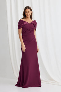 Trellis Lane KRYSTEN Off The Shoulder Dress in Plum