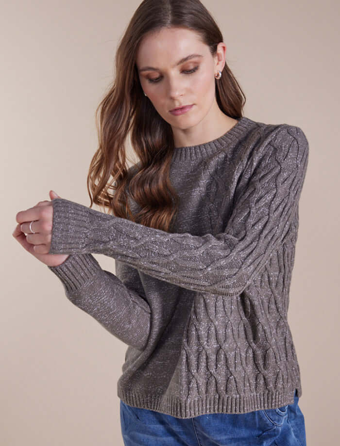 Marco Polo Cable Knit Sweater in Sage