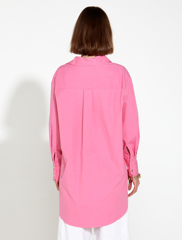 Fate & Becker Landline Oversized Shirt in Pink