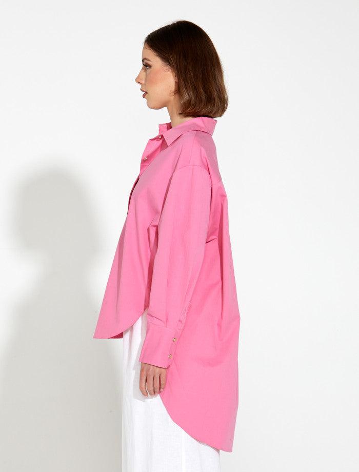 Fate & Becker Landline Oversized Shirt in Pink