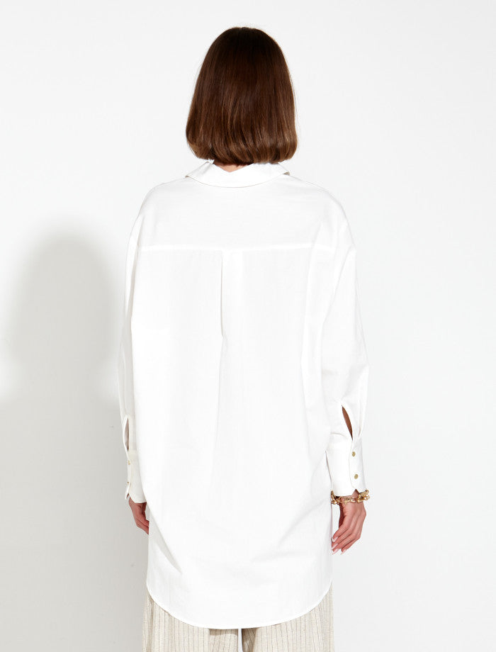 Fate & Becker Landline Oversized Shirt in White