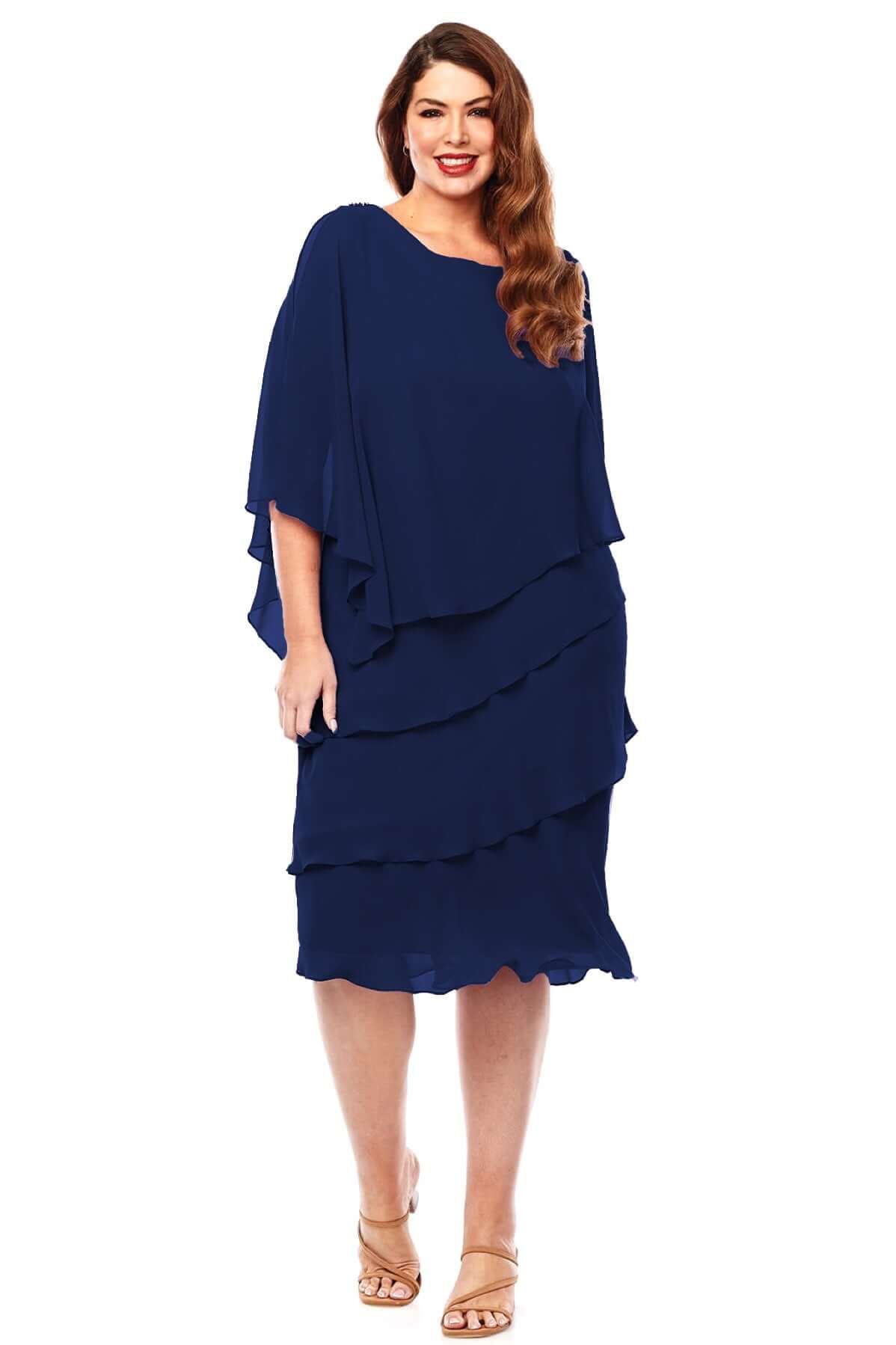 Layla Jones Chiffon Layered Dress in Midnight LJ0003
