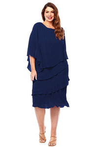 Layla Jones Chiffon Layered Dress in Midnight LJ0003