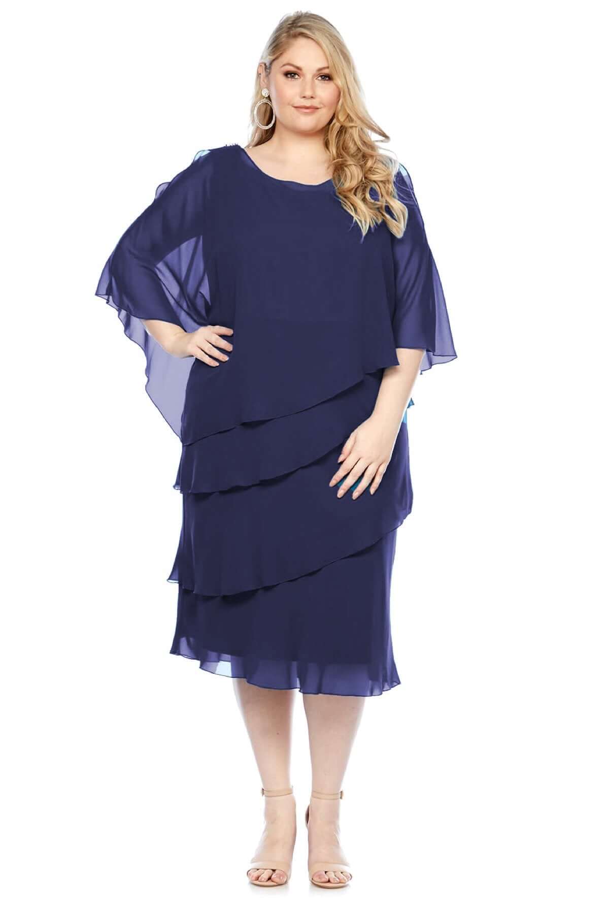 Layla Jones Chiffon Layered Dress in Midnight LJ0003