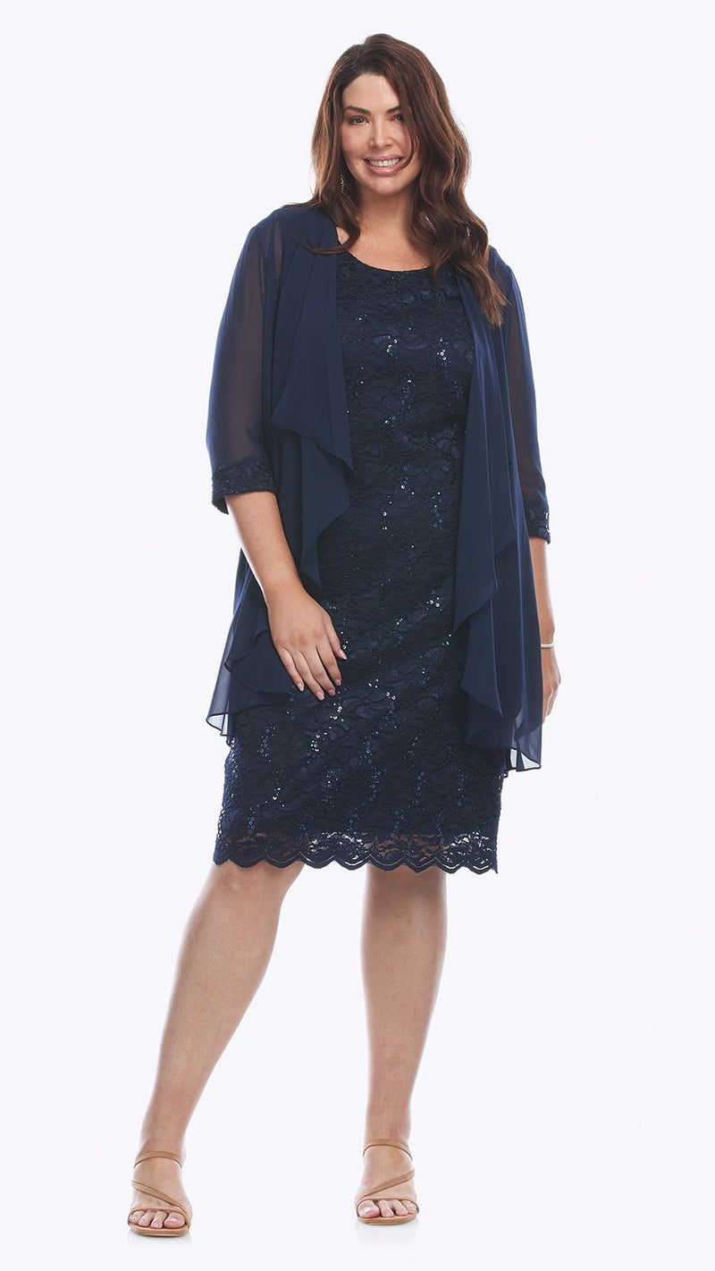 Layla Jones Sequin Lace Dress & Jacket in Midnight LJ0181