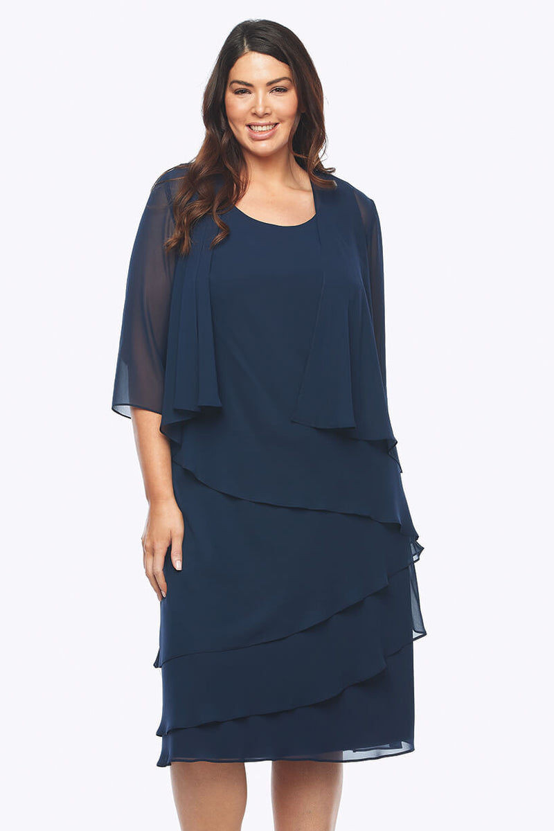 Layla Jones Chiffon Dress & Shrug in Midnight LJ0359